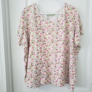 3/$20 Fresh pink/green/yellow print tshirt sz 2x